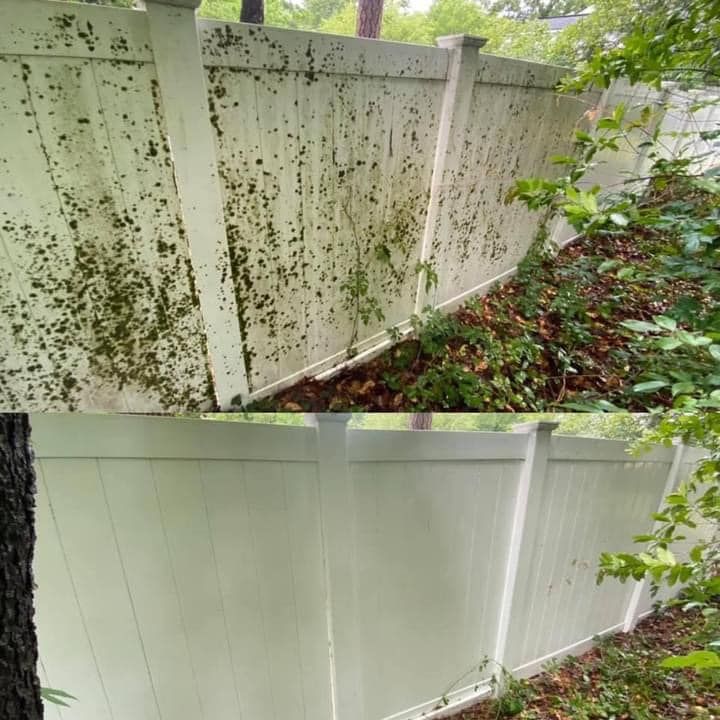 Vinyl Fence cleaning before and after