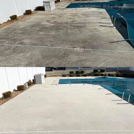 Pool deck before and after