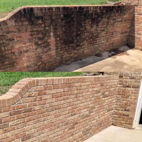 Brick wall before and after